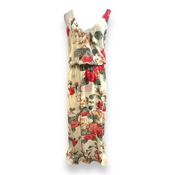 SHOW ME YOUR MUMU Ivory sheer Rose Floral Plunge Neckline & Back MAXIDRESS SZ M - Picture 10 of 16